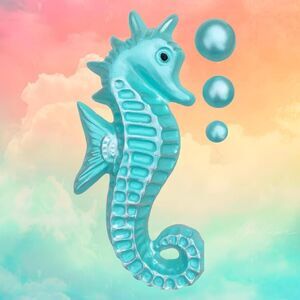 LARGE Chalkware 12" SEAHORSE + Bubbles - Retro Bathroom Beach House Decor